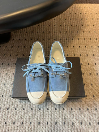 Thin-soled color-blocked lace-up casual shoes