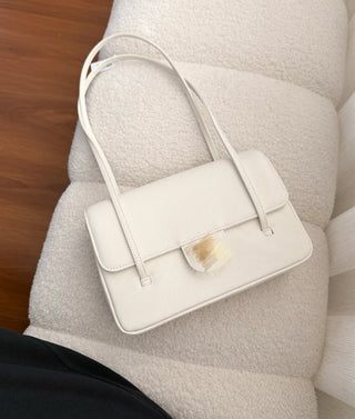26P Preppy Coco Long Shoulder Strap Underarm Bag, White, Large Size