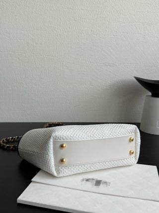 26c Raffia Woven Tote Bag, White, Small