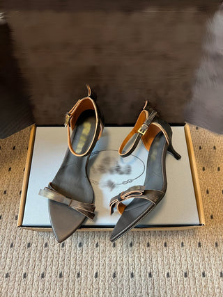 P brand 26ss early spring new arrival pointed-toe single-strap high-heeled sandals