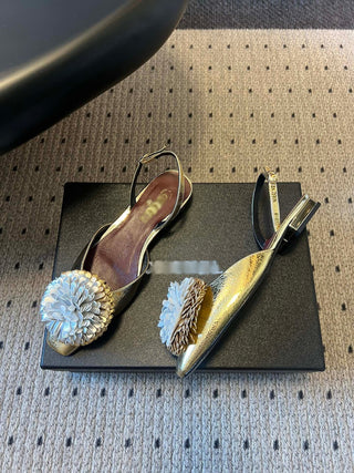 Spring/Summer Camellia-Embellished Strappy Flat Sneakers