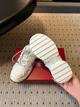 Early Spring New Arrival: Rhinestone Square-Buckle Platform Sneakers