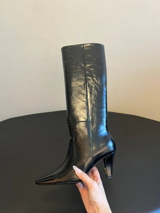 minimalist high-luxury classic pointed-toe high-heeled boots