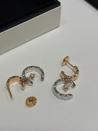 Chane* New Coco Crush Quilted Circle Earrings with Diamonds