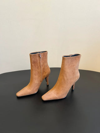 minimalist high-luxury classic pointed-toe high-heeled ankle boots