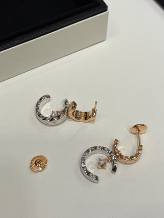Chane* New Coco Crush Quilted Circle Earrings with Diamonds