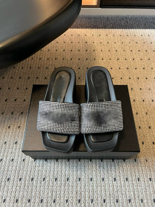 Early Spring Platform Rhinestone-Embellished Slides