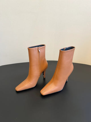 minimalist high-luxury classic pointed-toe high-heeled ankle boots