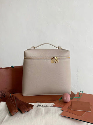 backpack, stone gray (with gold hardware)