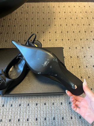 Rose-Embellished Pointed-Toe High-Heeled Sandals