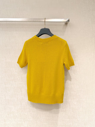 Early Spring New Arrival: Star-Patterned Cashmere Short-Sleeve Top