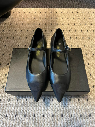 Pointed-Toe Panelled Mary Janes