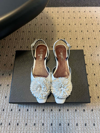 Spring/Summer Camellia-Embellished Strappy Sandals