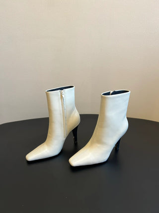 minimalist high-luxury classic pointed-toe high-heeled ankle boots