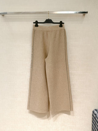 New ribbed cotton straight-leg trousers with monogram pattern.