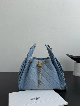 Denim Blue Denim Small Bucket Bag