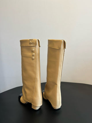 Round Toe Chunky Heel Trouser Boots