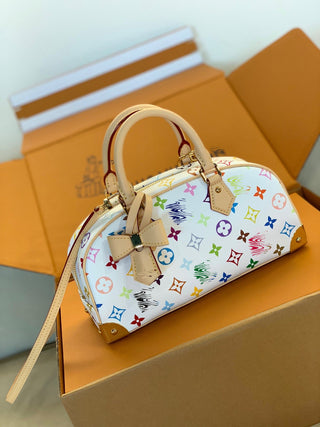 White Tricolor Collaboration Bowling Bag