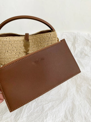 le37 Raffia handle bucket bag, large size