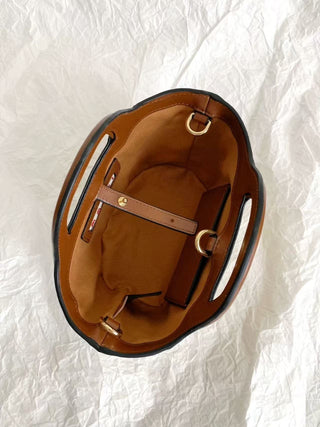 Woven straw mini shopping basket, brown