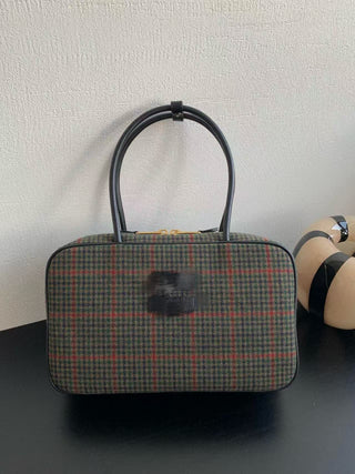 Houndstooth briefcase, black