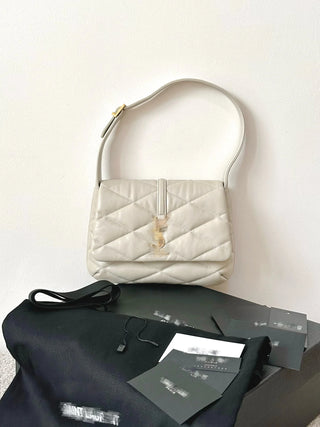 le 57 quilted diamond sheepskin underarm bag white