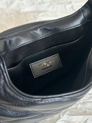le57 quilted diamond sheepskin underarm bag black