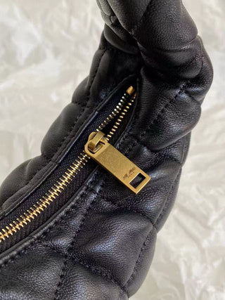 Icarino Quilted Nappa Leather Handbag Lambskin Black Gold
