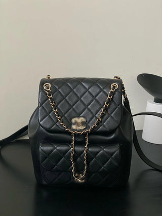 Black leather backpack