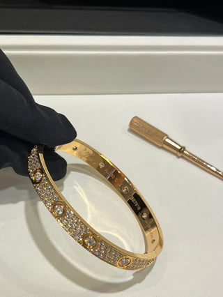 New version wide rose gold sparkling diamond bracelet