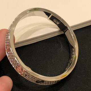 Wide white gold starry sky bracelet