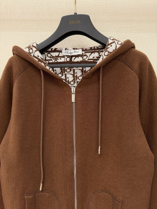 Dio Classic Monogram Logo Reversible Zip-Up Hooded Jacket!