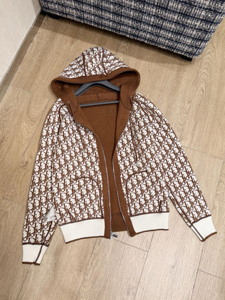 Dio Classic Monogram Logo Reversible Zip-Up Hooded Jacket!