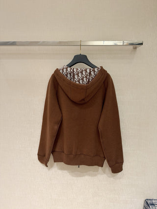 Dio Classic Monogram Logo Reversible Zip-Up Hooded Jacket!