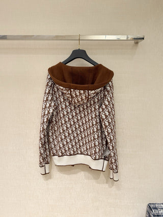 Dio Classic Monogram Logo Reversible Zip-Up Hooded Jacket!