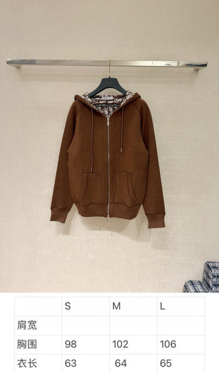 Dio Classic Monogram Logo Reversible Zip-Up Hooded Jacket!