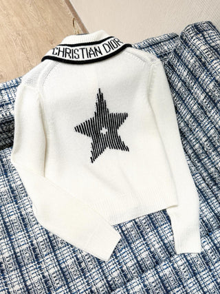 DIO* Lucky Star Collar Sweater - Cashmere and Wool Blend Yarn