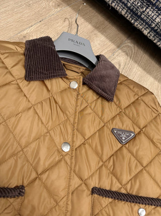 Prad* Autumn/Winter New Arrival: Brown Diamond Pattern Cotton Jacket/Short Coat