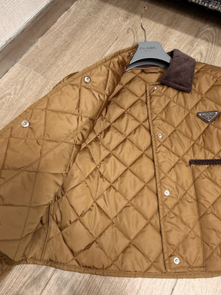 Prad* Autumn/Winter New Arrival: Brown Diamond Pattern Cotton Jacket/Short Coat