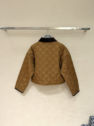 Prad* Autumn/Winter New Arrival: Brown Diamond Pattern Cotton Jacket/Short Coat