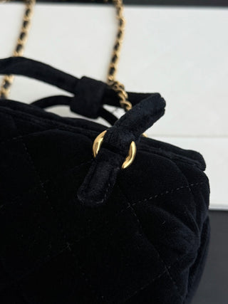 25C velvet cylindrical mini bag in black