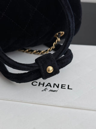 25C velvet cylindrical mini bag in black