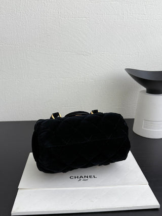 25C velvet cylindrical mini bag in black