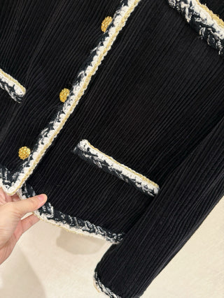 Chane* Métiers d'Art collection new striped corduroy jacket