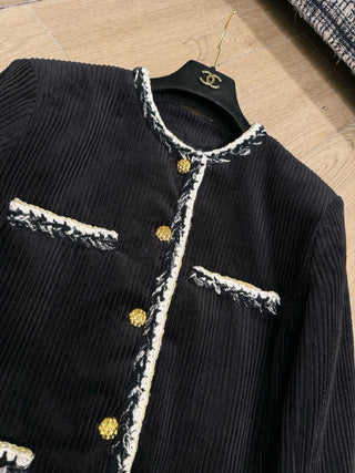 Chane* Métiers d'Art collection new striped corduroy jacket