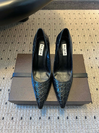 Alai* New Crocodile-Patterned Pointed-Toe High Heels