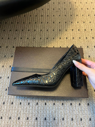 Alai* New Crocodile-Patterned Pointed-Toe High Heels