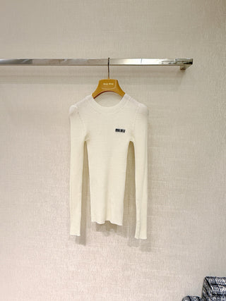mi⭐️mi⭐️25FW Autumn/Winter New Arrival Micro-Label Jacquard Cashmere Blend Knit Long-Sleeved Base Layer