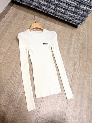 mi⭐️mi⭐️25FW Autumn/Winter New Arrival Micro-Label Jacquard Cashmere Blend Knit Long-Sleeved Base Layer