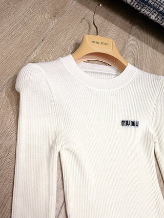 mi⭐️mi⭐️25FW Autumn/Winter New Arrival Micro-Label Jacquard Cashmere Blend Knit Long-Sleeved Base Layer